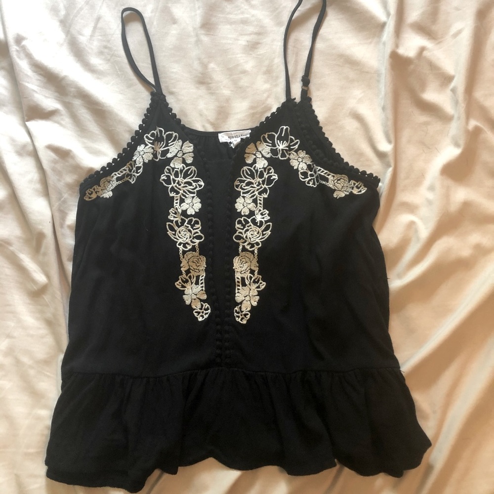 Black Floral Tank Top